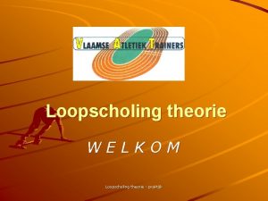 Loopscholing theorie WELKOM Loopscholing theorie praktijk Loopscholing theorie