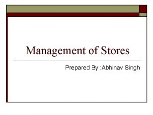 Concept of store management