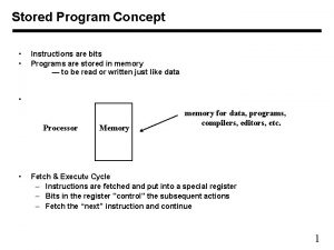 Stored Program Concept Instructions are bits Programs are