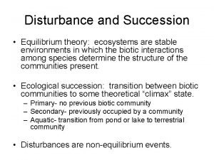 Succession equilibrium in ecosystems