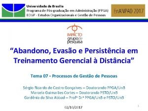 Universidade de Braslia Programa de Psgraduao em Administrao