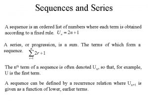 Sequences and series