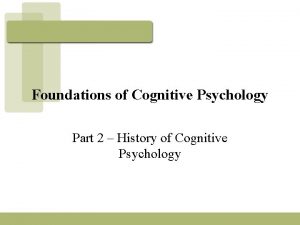 History of cognitive psychology