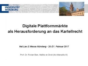 Digitale Plattformmrkte als Herausforderung an das Kartellrecht Net