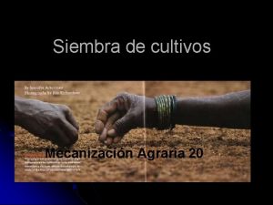 Siembra de cultivos Mecanizacin Agraria 20 Objetivos Valorar