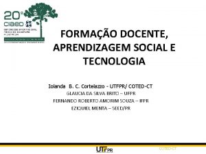 FORMAO DOCENTE APRENDIZAGEM SOCIAL E TECNOLOGIA Iolanda B