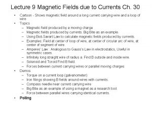 Lecture 9 Magnetic Fields due to Currents Ch