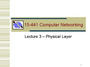 15 441 Computer Networking Lecture 3 Physical Layer