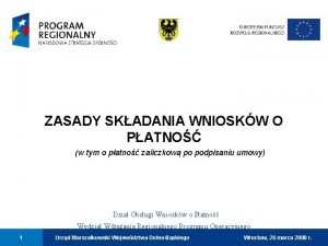 ZASADY SKADANIA WNIOSKW O PATNO w tym o