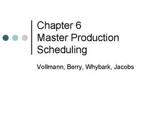 Chapter 6 Master Production Scheduling Vollmann Berry Whybark
