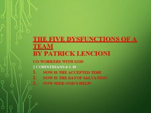 THE FIVE DYSFUNCTIONS OF A TEAM BY PATRICK