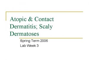 Atopic Contact Dermatitis Scaly Dermatoses Spring Term 2006