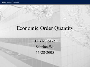 Economic order quantity formula