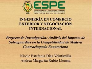 INGENIERA EN COMERCIO EXTERIOR Y NEGOCIACIN INTERNACIONAL Proyecto