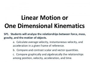 Kinematics motion in one dimension