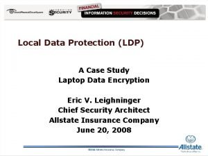 Local Data Protection LDP A Case Study Laptop