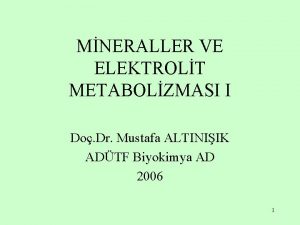 MNERALLER VE ELEKTROLT METABOLZMASI I Do Dr Mustafa