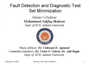 Fault Detection and Diagnostic Test Set Minimization Masters