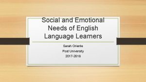 Social emotional needs of ell students