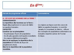 En 6me Extraits du programme officiel II O