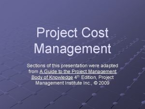 Cost management presentation