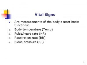 Introduction of vital signs