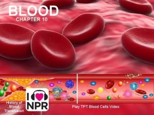 BLOOD CHAPTER 10 History of Blood Transfusion Play