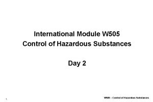 International Module W 505 Control of Hazardous Substances