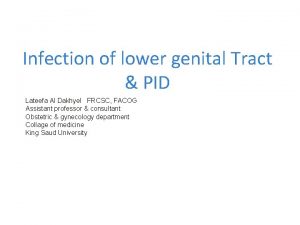 Infection of lower genital Tract PID Lateefa Al