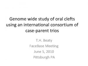 Genome wide study of oral clefts using an