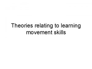 Describe the cognitive theory of learning movement skills