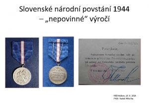 Slovensk nrodn povstn 1944 nepovinn vro KKD Vykov
