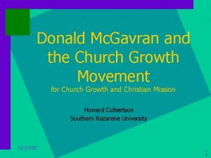 Donald Mc Gavran and the Church Growth Movement