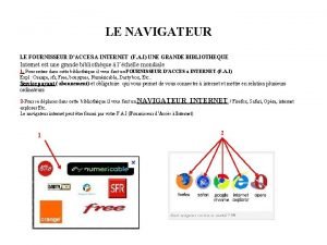 LE NAVIGATEUR LE FOURNISSEUR DACCES A INTERNET F