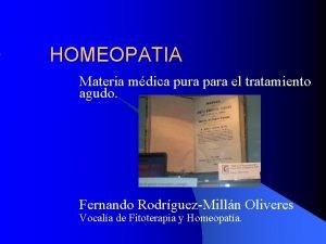 HOMEOPATIA Materia mdica pura para el tratamiento agudo