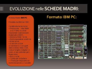 EVOLUZIONE nelle SCHEDE MADRI Scheda Madre IBM PC