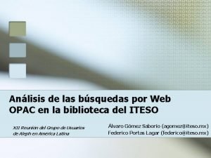 Anlisis de las bsquedas por Web OPAC en