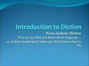 Prose diction