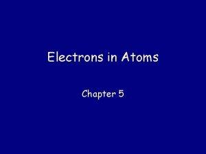 Electrons in Atoms Chapter 5 What were early