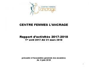 CENTRE FEMMES LANCRAGE Rapport dactivits 2017 2018 1