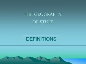 Producer geography definition Producer geography definition