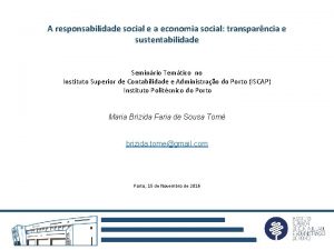 A responsabilidade social e a economia social transparncia