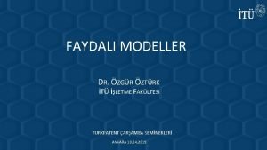 FAYDALI MODELLER DR ZGR ZTRK T LETME FAKLTESI