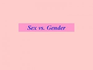 Sex vs Gender GENDERRELATED BEHAVIOR Concepts Sex vs