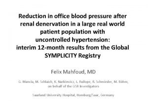 Reduction in office blood pressure after renal denervation