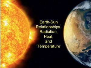 EarthSun Relationships Radiation Heat and Temperature Earths orbit
