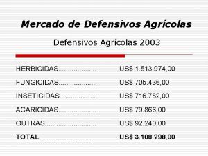 Mercado de Defensivos Agrcolas 2003 HERBICIDAS US 1