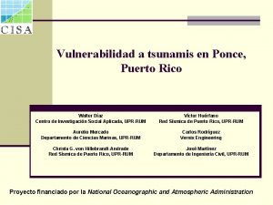Vulnerabilidad a tsunamis en Ponce Puerto Rico Walter