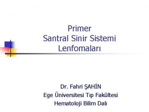 Primer Santral Sinir Sistemi Lenfomalar Dr Fahri AHN