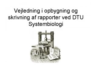 Rapport opbygning Rapport opbygning